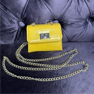 Mini Yellow Change Bag | Gold Chain |